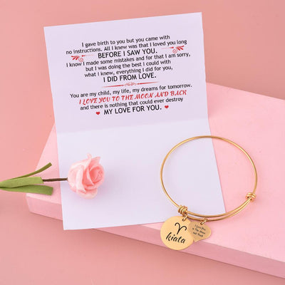 [Optional Zodiac And Custom Name] To My Daughter "I Love You to The Moon and Back" Zodiac Bracelet [💞 Bracelet +💌 Gift Card + 🎁 Gift Bag + 💐 Gift Bouquet] - SARAH'S WHISPER
