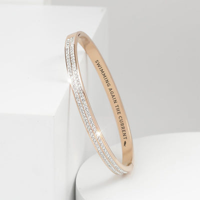 To My Daughter " SWIMMING AGAIN THE CURRENT🐟" Full Diamond Bracelet [💞 Bracelet +💌 Gift Card + 🎁 Gift Bag + 💐 Gift Bouquet] - SARAH'S WHISPER