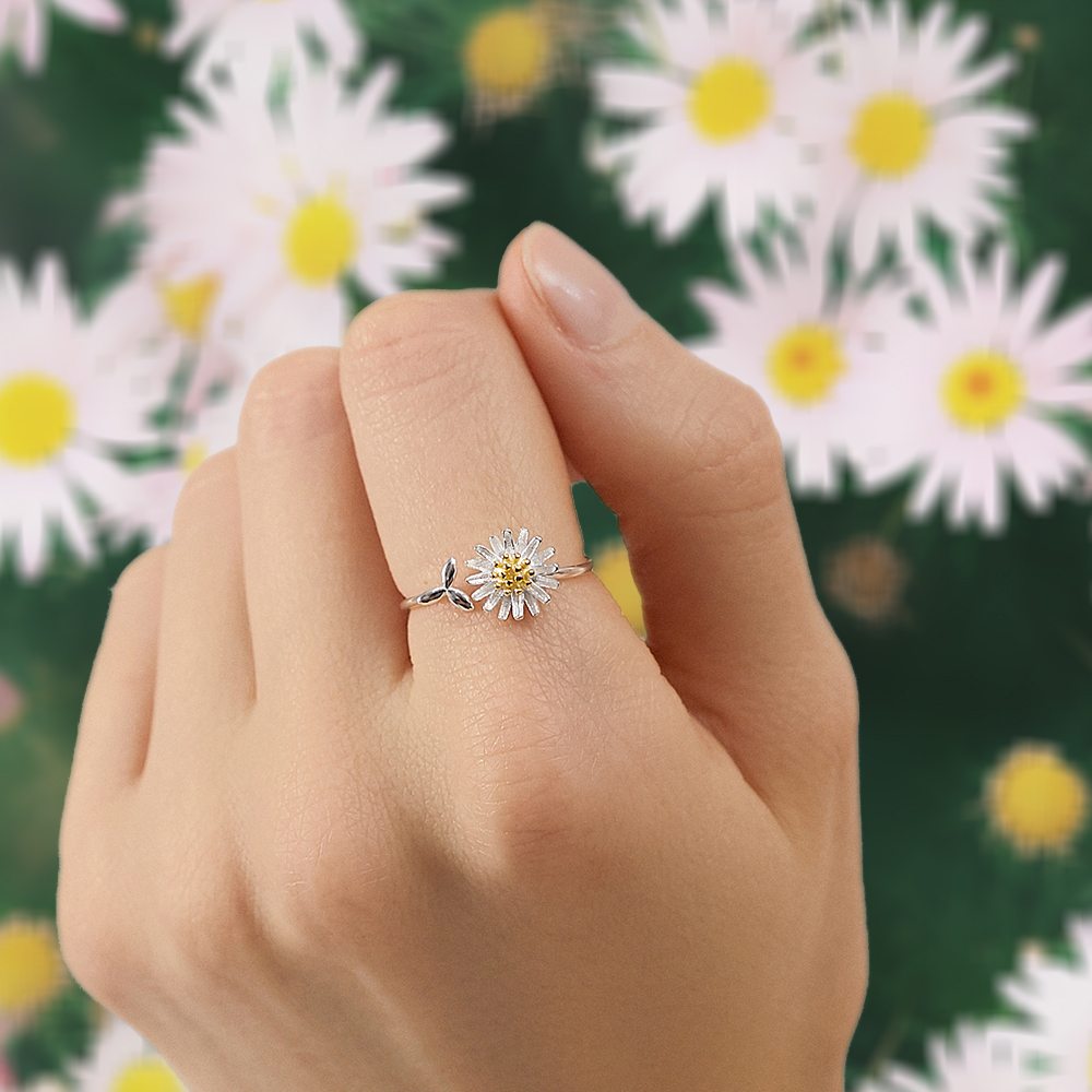 "I think about you every daisy" Sunflower Ring [💞 Ring +💌 Gift Card + 🎁 Gift Bag + 💐 Gift Bouquet] - SARAH'S WHISPER