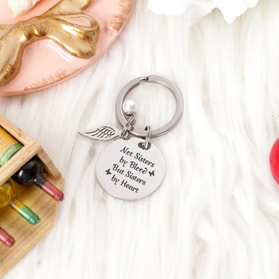 [Custom Names] For My Best Friend "Not Sisters by Blood But Sisters by Heart" Key Ring [💞Key Ring +💌 Gift Card + 🎁 Gift Box + 💐 Gift Bouquet] - SARAH'S WHISPER