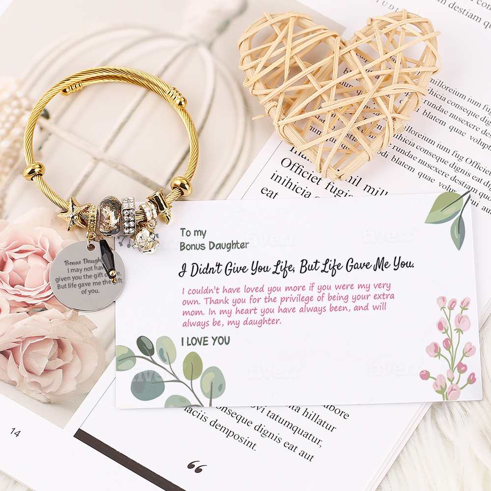 [Custom Name] To My Bonus Daughter "Bonus Daughter I may not have given you the gift of life. But life gave me the gift of you" Lucky Fox Bracelet [🦊 Bracelet +💌 Gift Card + 🎁 Gift Box + 💐 Gift Bouquet] - SARAH'S WHISPER