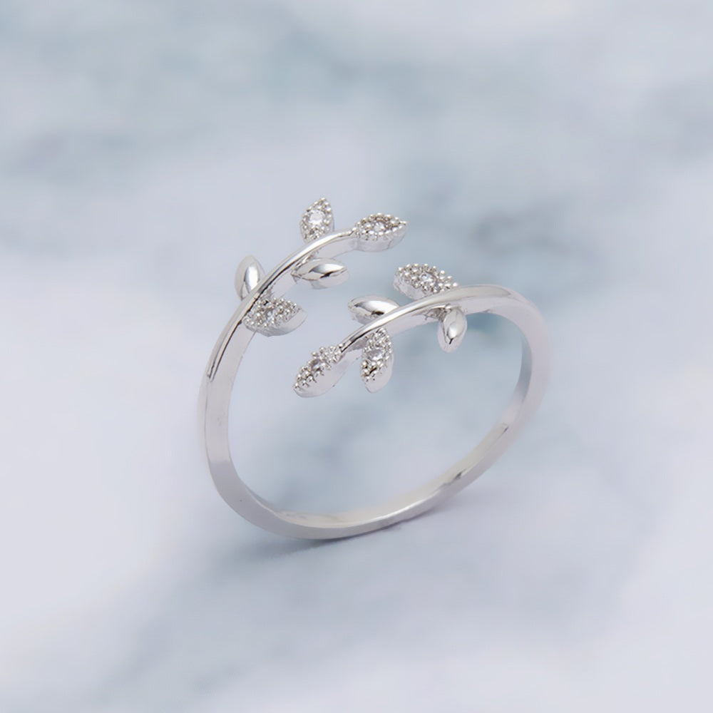 To My Daughter "BE-LEAF in yourself and grow through what you go through" Leaves Ring [🌿 Ring +💌 Gift Card + 🎁 Gift Bag + 💐 Gift Bouquet] - SARAH'S WHISPER