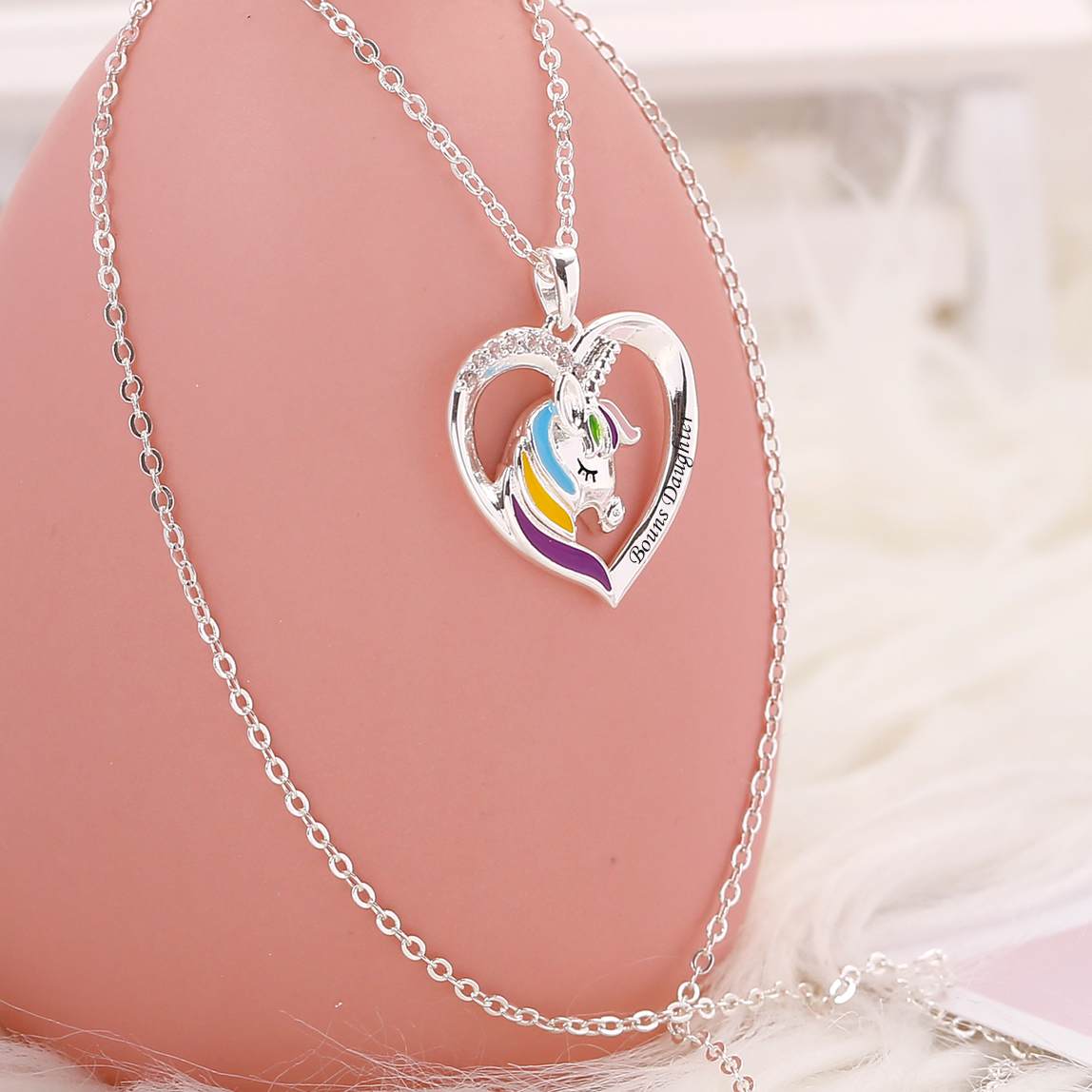 To My Bonus Daughter "I DIDN'T GIVE YOU LIFE, BUT LIFE GAVE ME YOU." Unicorn Necklace - SARAH'S WHISPER