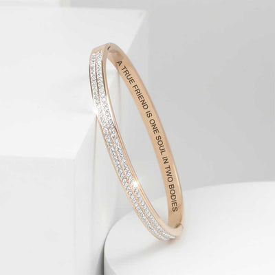 For My Best Friend "A TRUE FRIEND IS ONE SOUL IN TWO BODIES" Full Diamond Bracelet [💞Bracelet +💌 Gift Card + 🎁 Gift Box + 💐 Gift Bouquet] - SARAH'S WHISPER