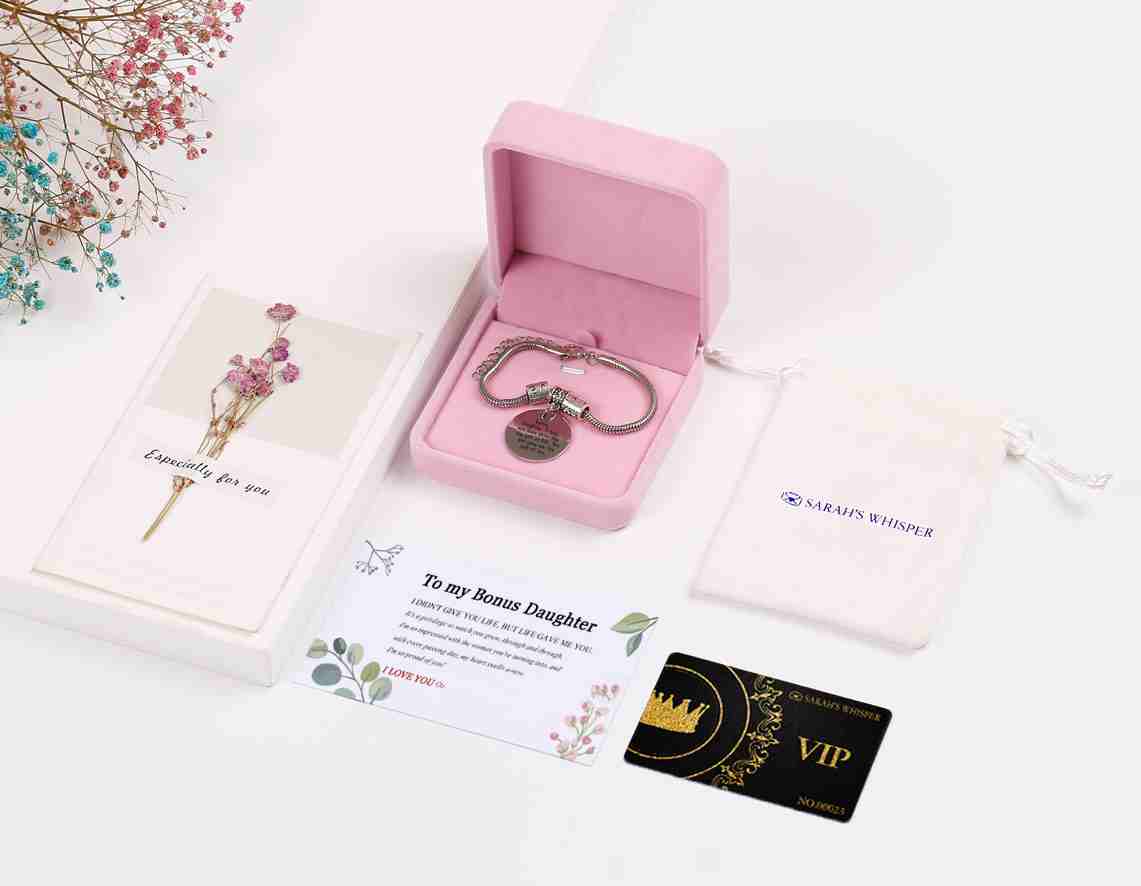 To My Bonus Daughter "BONUS DAUGHTER, I MAY NOT HAVE GIVEN YOU THE GIFT OF LIFE. BUT LIFE GAVE ME THE GIFT OF YOU" Bracelet - SARAH'S WHISPER