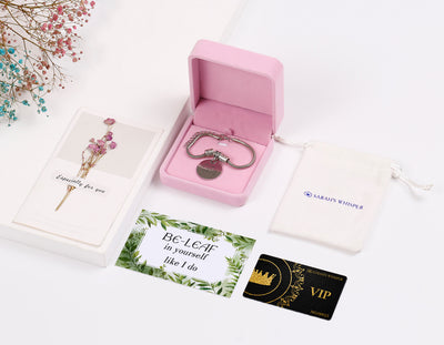 [Custom Name] "BE-LEAF in yourself like I do" BRACELET [💞 BRACELET +💌 GIFT CARD + 🎁 GIFT BAG + 💐 GIFT BOUQUET] - SARAH'S WHISPER