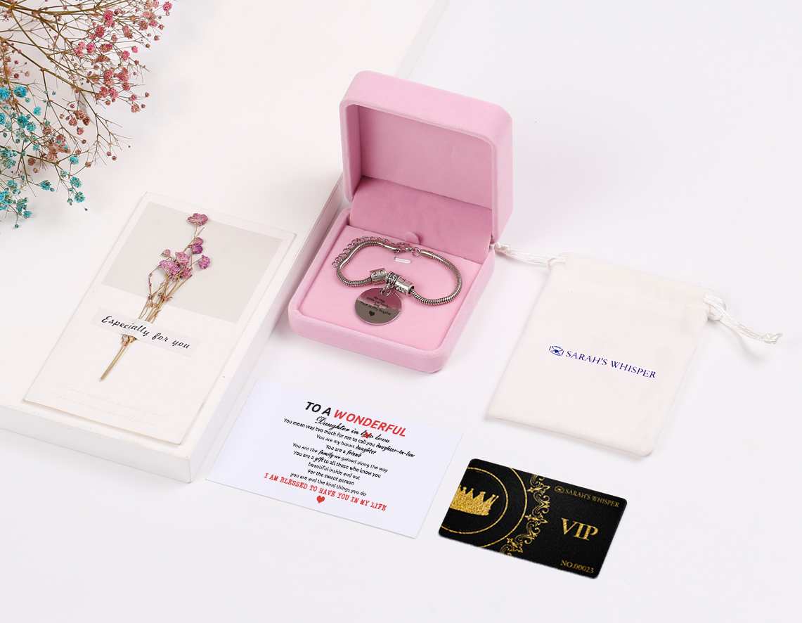 [CUSTOM NAME] To My Daughter-in-law "Marriage made you family, love made you my daughter" Bracelet [💞 Bracelet +💌 Gift Card + 🎁 Gift Box + 💐 Gift Bouquet] - SARAH'S WHISPER