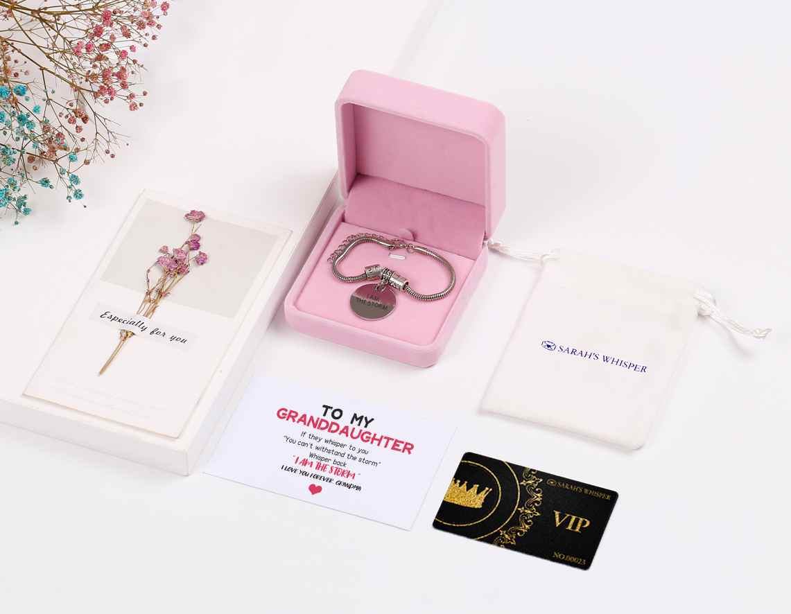 [Custom Name] To My Granddaughter "I AM THE STORM" Bracelet [💞 Bracelet +💌 Gift Card + 🎁 Gift Box + 💐 Gift Bouquet] - SARAH'S WHISPER
