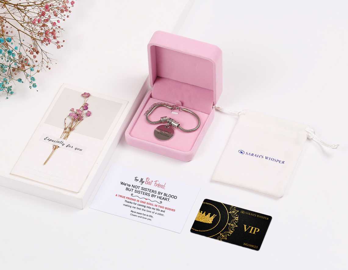 [Custom Names] For My Best Friend "A TRUE FRIEND IS ONE SOUL IN TWO BODIES" Bracelet [💞Bracelet +💌 Gift Card + 🎁 Gift Box + 💐 Gift Bouquet] - SARAH'S WHISPER