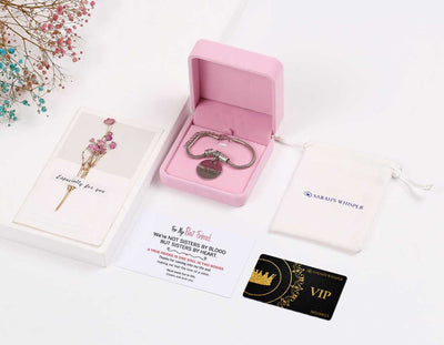 [Custom Names] For My Best Friend "A TRUE FRIEND IS ONE SOUL IN TWO BODIES" Bracelet [💞Bracelet +💌 Gift Card + 🎁 Gift Box + 💐 Gift Bouquet] - SARAH'S WHISPER