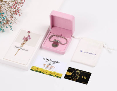 [Custom Name] To My Daughter "YOU ARE MY SUNSHINE" Sunflower Bracelet [💞 Bracelet +💌 Gift Card + 🎁 Gift Bag + 💐 Gift Bouquet] - SARAH'S WHISPER