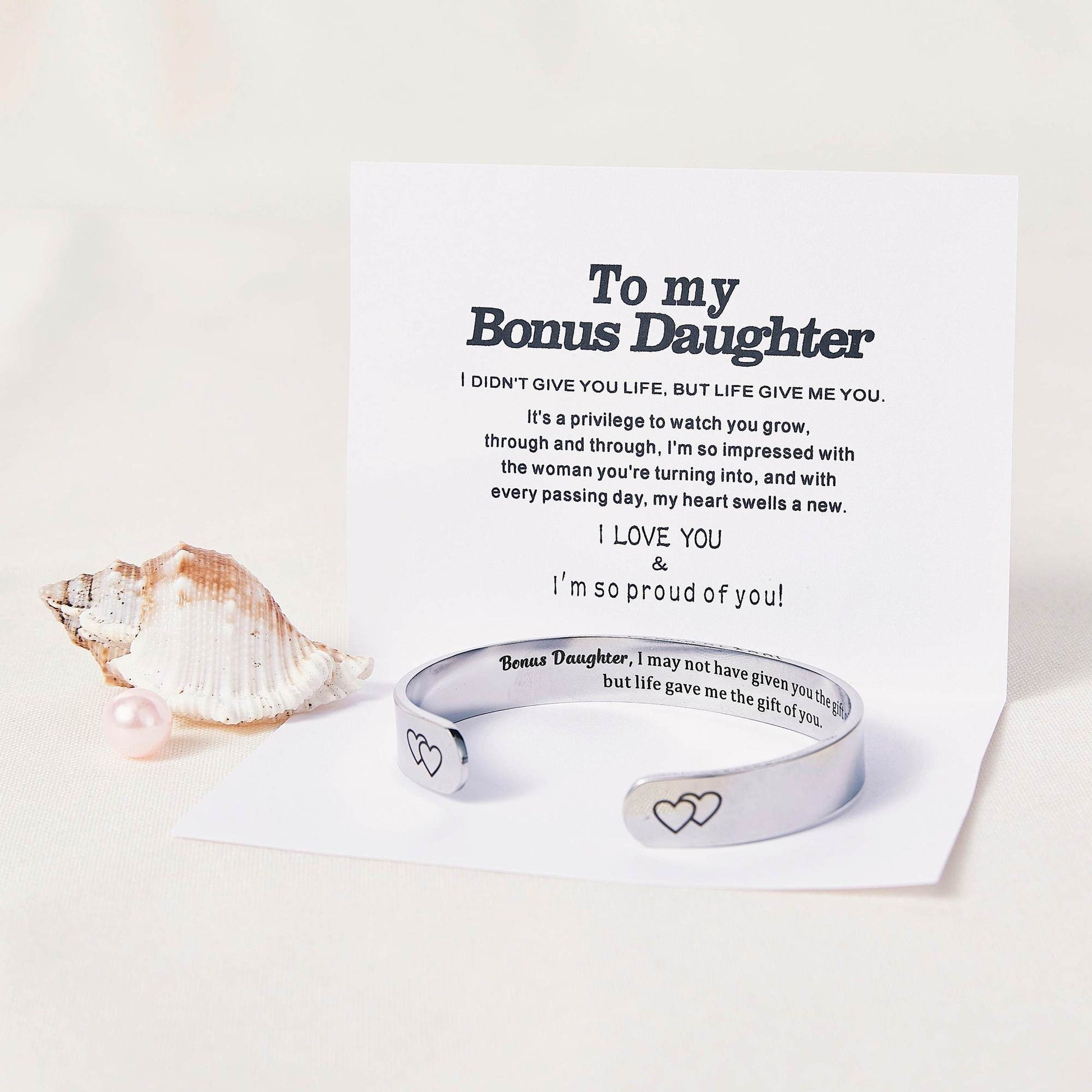 TO MY BONUS DAUGHTER "BONUS DAUGHTER, I MAY NOT HAVE GIVEN YOU THE GIFT OF LIFE. BUT LIFE GAVE ME THE GIFT OF YOU" BRACELET - SARAH'S WHISPER