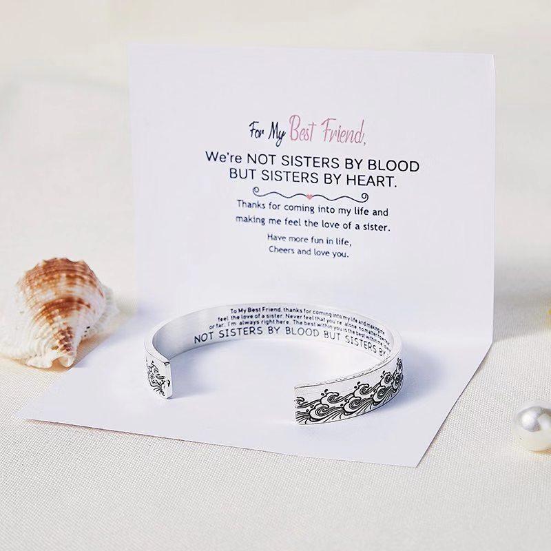 To My Best Friend "Not SISTERS BY BlOOD BUT SISTERS BY HEART" Ocean Wave Bracelet - SARAH'S WHISPER