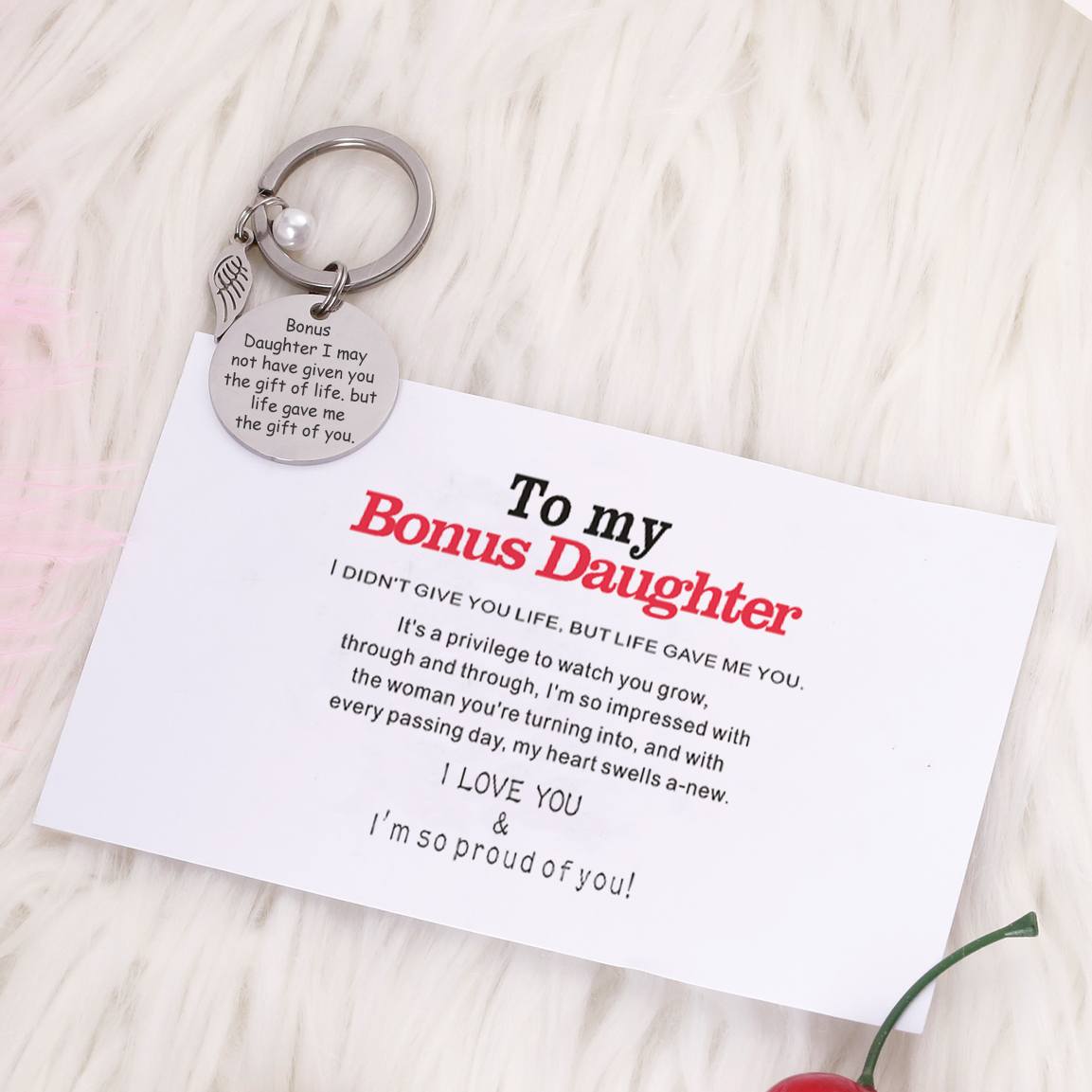 To My Bonus Daughter "BONUS DAUGHTER, I MAY NOT HAVE GIVEN YOU THE GIFT OF LIFE. BUT LIFE GAVE ME THE GIFT OF YOU" Chain - SARAH'S WHISPER