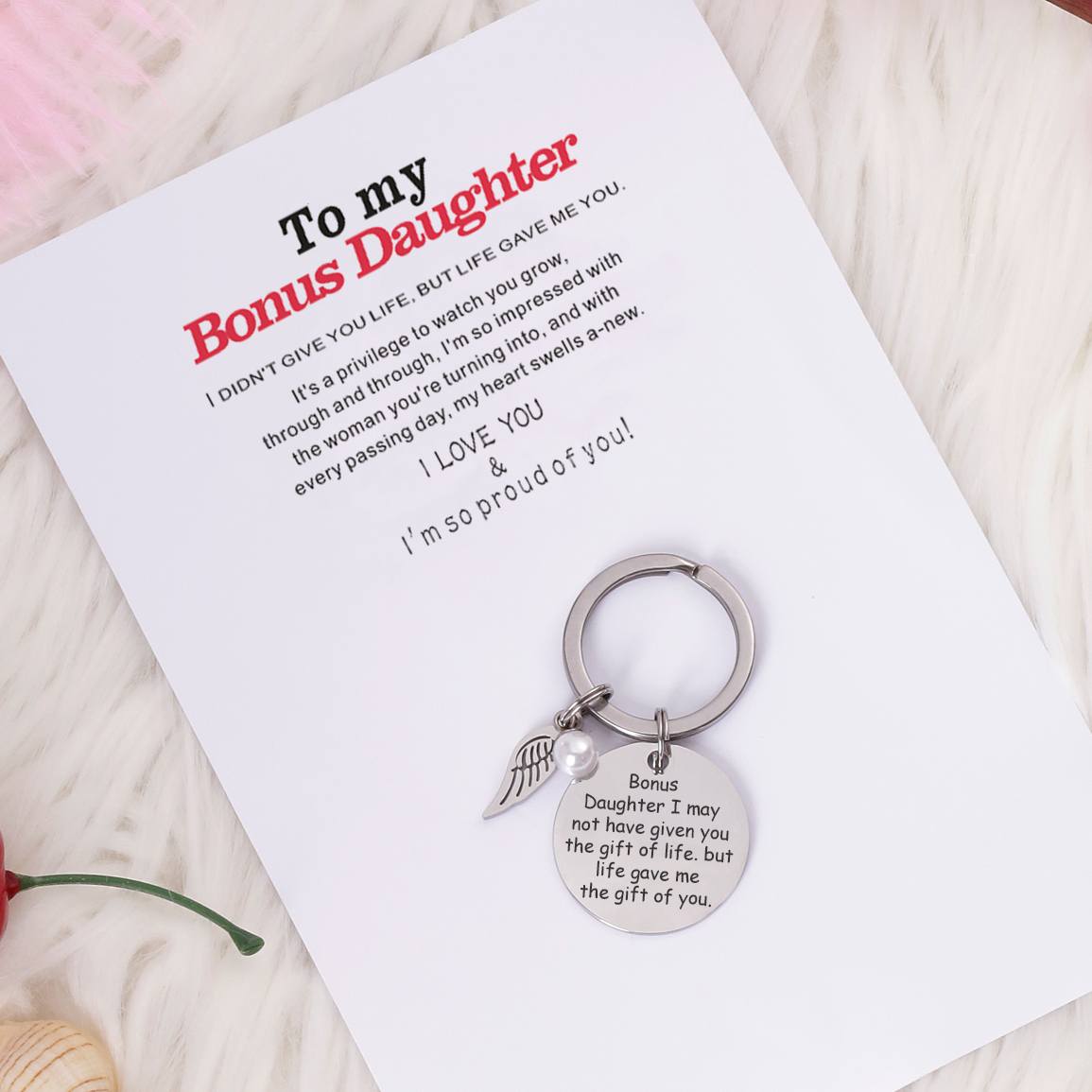 To My Bonus Daughter "BONUS DAUGHTER, I MAY NOT HAVE GIVEN YOU THE GIFT OF LIFE. BUT LIFE GAVE ME THE GIFT OF YOU" Chain - SARAH'S WHISPER