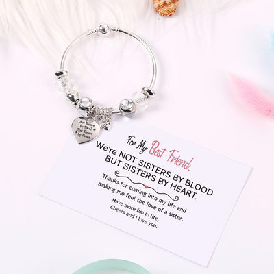 [Custom Names] For My Best Friend "Not Sisters by Blood But Sisters by Heart" Bracelet [💞 Bracelet +💌 Gift Card + 🎁 Gift Box + 💐 Gift Bouquet] - SARAH'S WHISPER