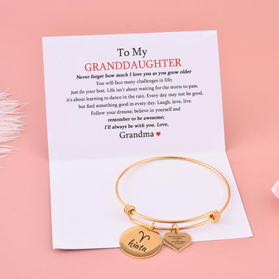 [Custom Name, Optional Address And Optional Zodiac] To My GRANDDAUGHTER "The love between a [grandma] and granddaughter is forever" Zodiac Bracelet [💞 Bracelet +💌 Gift Card + 🎁 Gift Box + 💐 Gift Bouquet] - SARAH'S WHISPER