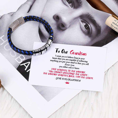 To Our Grandson "Love Our Grandson" Men's Bracelet [💞 Bracelet+💌 Gift Card + 🎁 Gift Box + 💐 Gift Bouquet] - SARAH'S WHISPER