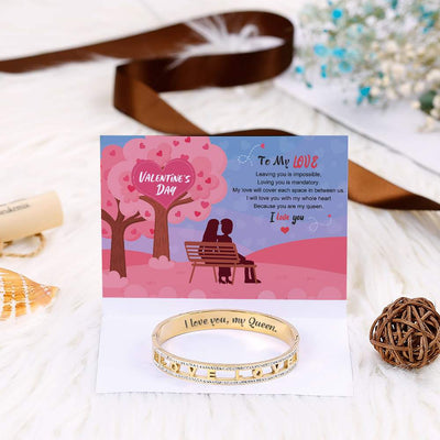 [Valentine's Day Gift] To My LOVE "I love you, my Queen" Hollow-Carved Bracelet [💞 Bracelet +💌 Gift Card + 🎁 Gift Box + 💐 Gift Bouquet] - SARAH'S WHISPER