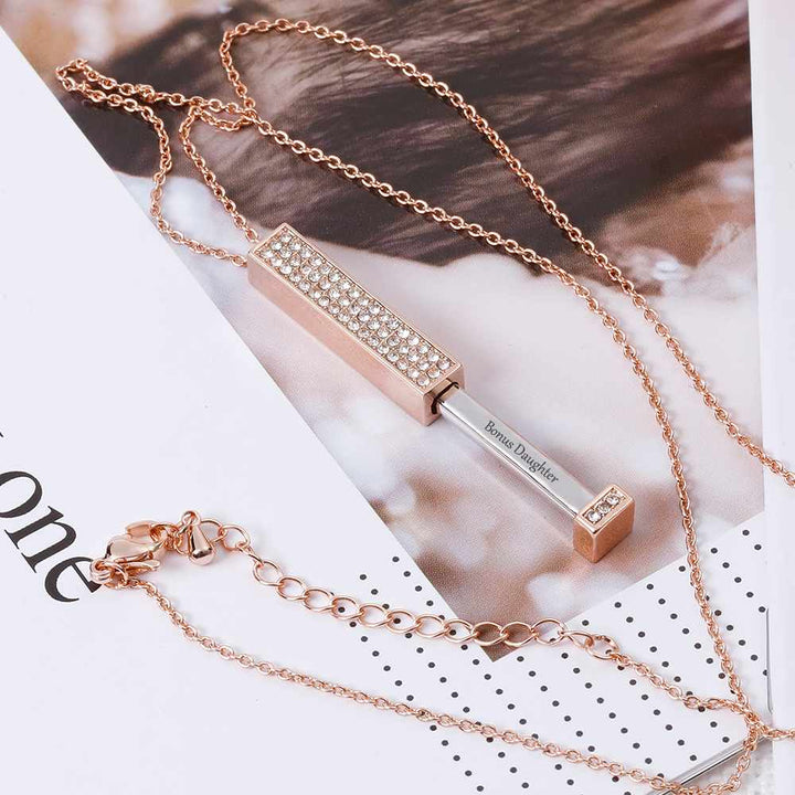 To my Bonus Daughter "Bonus Daughter" Diamond Necklace [💞 Necklace +💌 Gift Card + 🎁 Gift Box + 💐 Gift Bouquet] - SARAH'S WHISPER