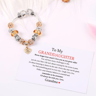 [Custom Name] To My GRANDDAUGHTER "The love between a [grandma] and granddaughter is forever" BRACELET [💞 BRACELET +💌 GIFT CARD + 🎁 GIFT BAG+ 💐 GIFT BOUQUET] - SARAH'S WHISPER