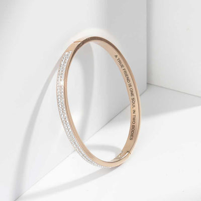 For My Best Friend "A TRUE FRIEND IS ONE SOUL IN TWO BODIES" Full Diamond Bracelet [💞Bracelet +💌 Gift Card + 🎁 Gift Box + 💐 Gift Bouquet] - SARAH'S WHISPER