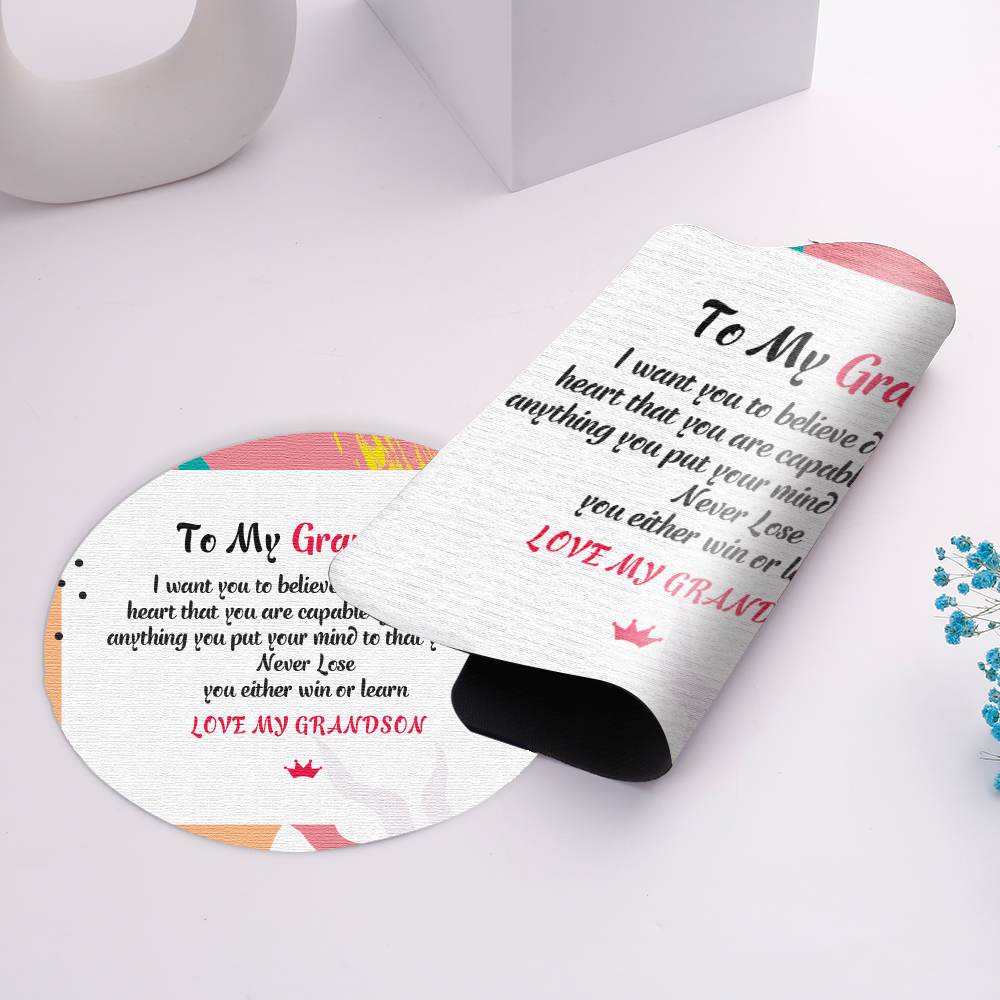 To My Grandson "Love My Grandson" Mouse Pad [💞 Mouse Pad +💌 Gift Card + 🎁 Gift Box + 💐 Gift Bouquet] - SARAH'S WHISPER