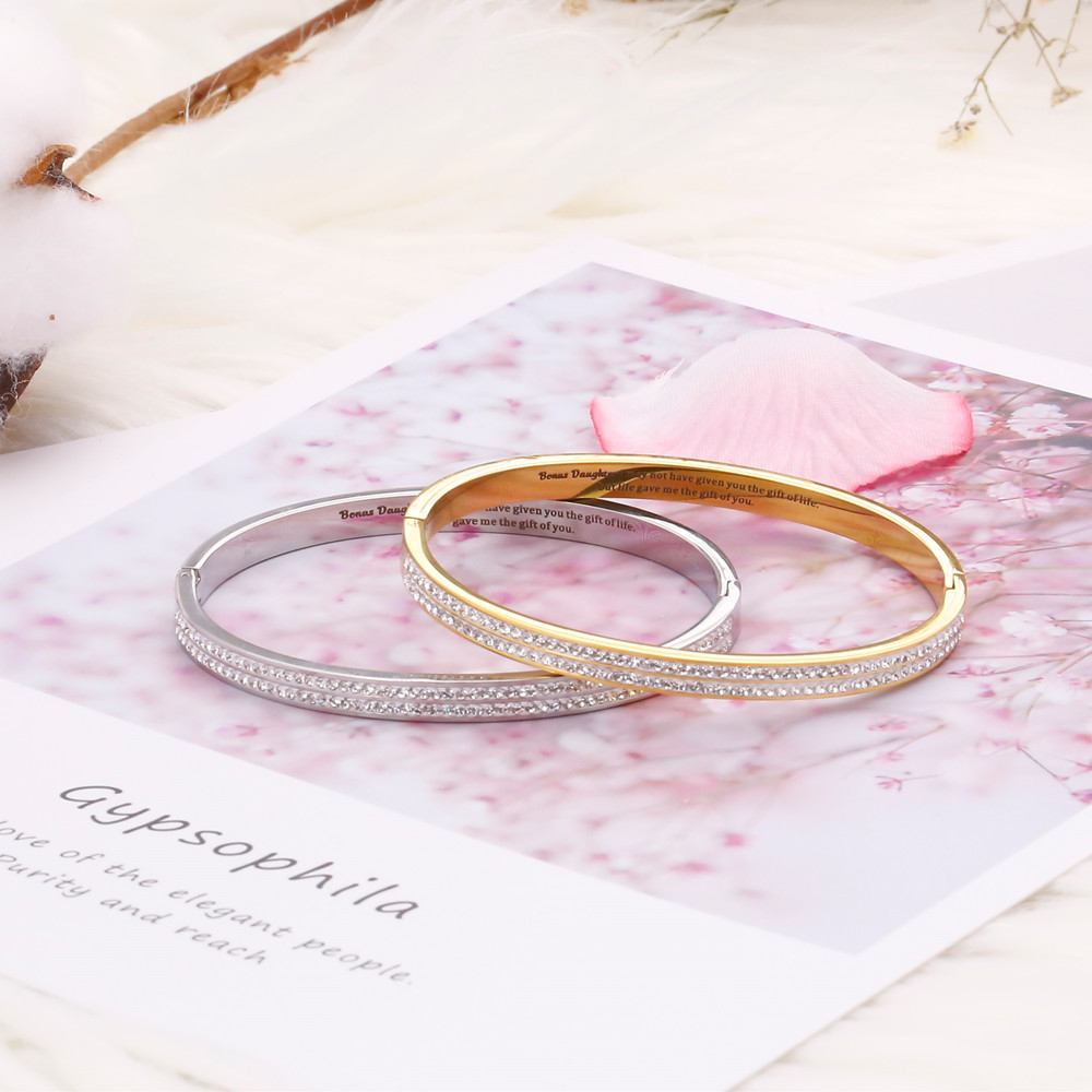 To My Bonus Daughter "BONUS DAUGHTER, I MAY NOT HAVE GIVEN YOU THE GIFT OF LIFE. BUT LIFE GAVE ME THE GIFT OF YOU" Full Diamond Gold/Silver Bracelet - SARAH'S WHISPER