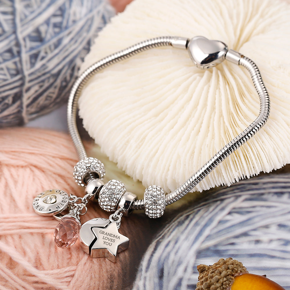 [Optional Address And Custom Name] To My GRANDDAUGHTER"[GRANDMA] LOVES YOU" Bracelet [💞Bracelet +💌 Gift Card + 🎁 Gift Box + 💐 Gift Bouquet] - SARAH'S WHISPER