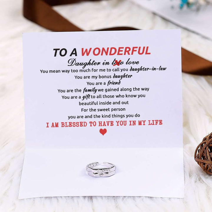 To My Daughter-in-law "I AM BLESSED TO HAVE YOU IN MY LIFE" Lovely Ring [💞 Ring +💌 Gift Card + 🎁 Gift Box + 💐 Gift Bouquet] - SARAH'S WHISPER