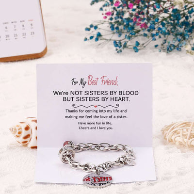 [Custom Names] For My Best Friend "Not Sisters by Blood But Sisters by Heart" Bracelet [💞 Bracelet +💌 Gift Card + 🎁 Gift Bag + 💐 Gift Bouquet] - SARAH'S WHISPER