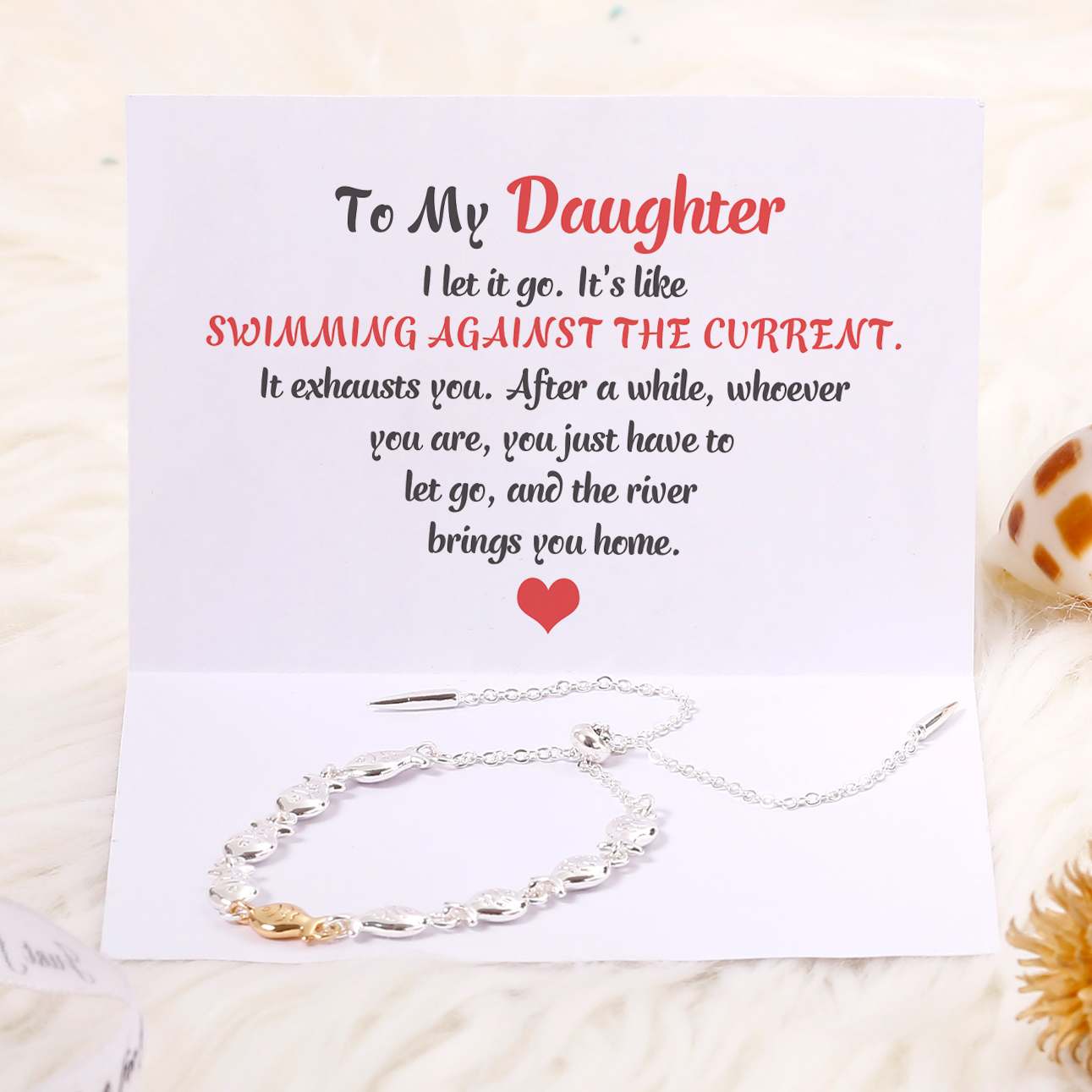 To My Daughter "SWIMMING AGAINST THE CURRENT" Small Fish Bracelet - SARAH'S WHISPER