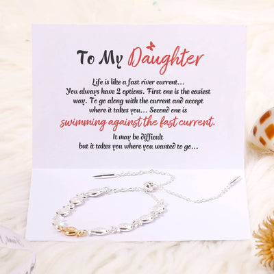 To My Daughter "Swimming against the fast current " Small Fish Bracelet - SARAH'S WHISPER