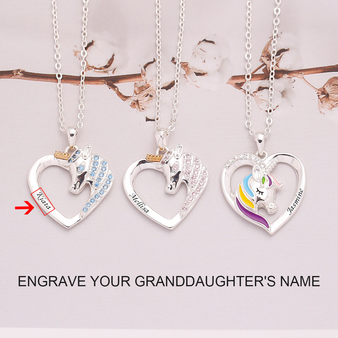[CUSTOM NAME] To My GRANDDAUGHTER "Never forget how much I love you as you grow older" Unicorn Necklace - SARAH'S WHISPER