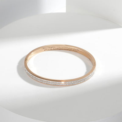 To My Bonus Daughter "BONUS DAUGHTER, I MAY NOT HAVE GIVEN YOU THE GIFT OF LIFE. BUT LIFE GAVE ME THE GIFT OF YOU" Full Diamond Bracelet - SARAH'S WHISPER