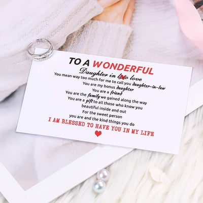 To My Daughter-in-law "I AM BLESSED TO HAVE YOU IN MY LIFE" Lovely Ring [💞 Ring +💌 Gift Card + 🎁 Gift Box + 💐 Gift Bouquet] - SARAH'S WHISPER