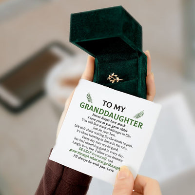 To My Granddaughter "BE-LEAF in yourself and grow through what you go through" Leaves Ring [🌿 Ring +💌 Gift Card + 🎁 Gift Bag + 💐 Gift Bouquet] - SARAH'S WHISPER