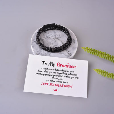 To My Grandson "Love My Grandson" Men's Bracelet - SARAH'S WHISPER