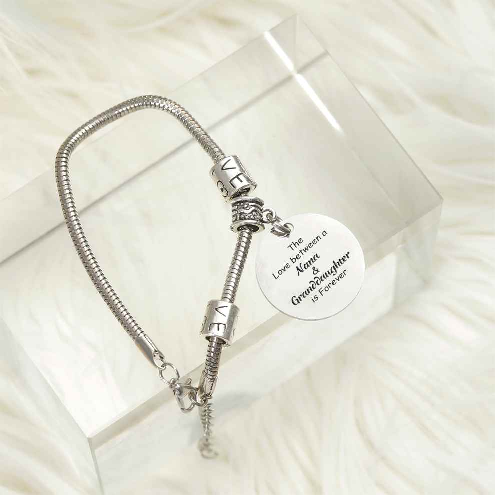 [Custom Name And Optional Address] To My GRANDDAUGHTER "The love between a [Nana] and granddaughter is forever" Bracelet [💞 Bracelet +💌 Gift Card + 🎁 Gift Box + 💐 Gift Bouquet] - SARAH'S WHISPER