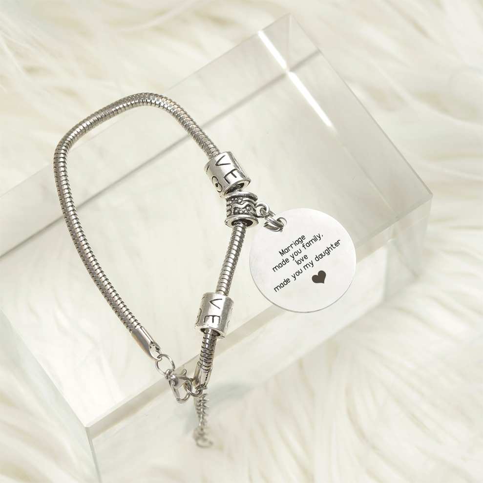 [CUSTOM NAME] To My Daughter-in-law "Marriage made you family, love made you my daughter" Bracelet [💞 Bracelet +💌 Gift Card + 🎁 Gift Box + 💐 Gift Bouquet] - SARAH'S WHISPER