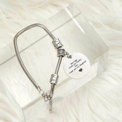 [CUSTOM NAME] To My Daughter-in-law "Marriage made you family, love made you my daughter" Bracelet [💞 Bracelet +💌 Gift Card + 🎁 Gift Box + 💐 Gift Bouquet] - SARAH'S WHISPER