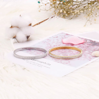 To My Bonus Daughter "BONUS DAUGHTER, I MAY NOT HAVE GIVEN YOU THE GIFT OF LIFE. BUT LIFE GAVE ME THE GIFT OF YOU" Full Diamond Gold/Silver Bracelet - SARAH'S WHISPER