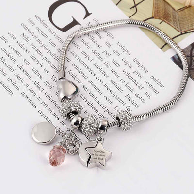 [Custom Name] To My GRANDDAUGHTER"I love you to the moon and back" Bracelet [💞Bracelet +💌 Gift Card - SARAH'S WHISPER