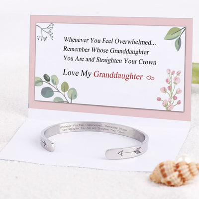 To My Granddaughter "Whenever You Feel Overwhelmed... Remember Whose Granddaughter You Are And Straighten Your Crown" Bracelet - SARAH'S WHISPER