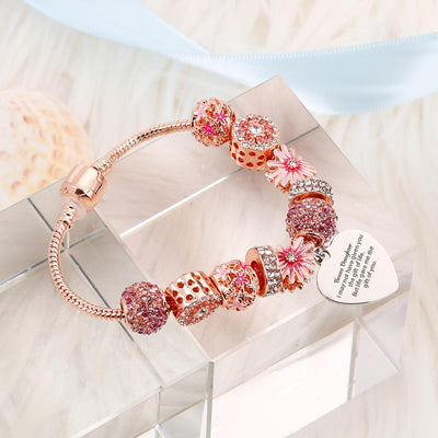[Custom Name] To My Bonus Daughter "Bonus Daughter, I may not have given you the gift of life. But life gave me the gift of you" Lucky Flower Bracelet [💞 Bracelet +💌 Gift Card + 🎁 Gift Bag + 💐 Gift Bouquet] - SARAH'S WHISPER
