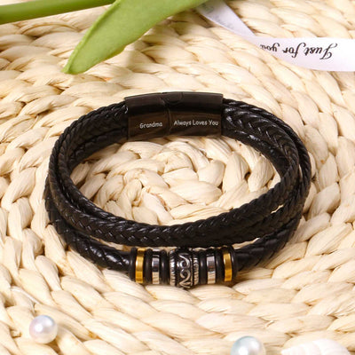 [Optional Address] To My Grandson "[Grandma] Always Loves You! " Bracelet [💞 Bracelet +💌 Gift Card + 🎁 Gift Box + 💐 Gift Bouquet] - SARAH'S WHISPER