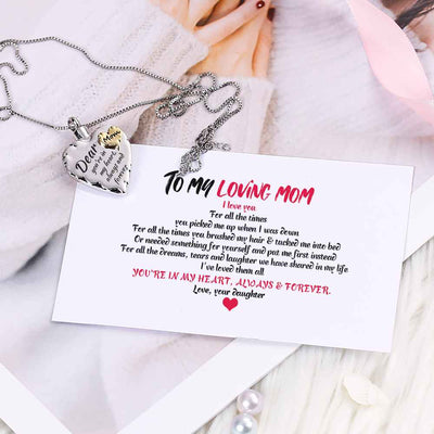 To My Mom"Dear Mom you're in my heart, always & forever." Necklace[💞 Necklace +💌 Gift Card + 🎁 Gift Box + 💐 Gift Bouquet] - SARAH'S WHISPER