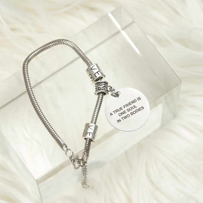 [Custom Names] For My Best Friend "A TRUE FRIEND IS ONE SOUL IN TWO BODIES" Bracelet [💞Bracelet +💌 Gift Card + 🎁 Gift Box + 💐 Gift Bouquet] - SARAH'S WHISPER
