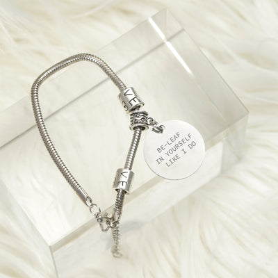 [Custom Name] "BE-LEAF in yourself like I do" BRACELET [💞 BRACELET +💌 GIFT CARD + 🎁 GIFT BAG + 💐 GIFT BOUQUET] - SARAH'S WHISPER