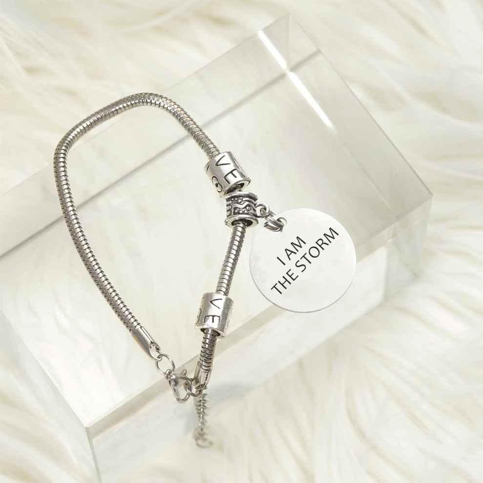 [Custom Name] To My Granddaughter "I AM THE STORM" Bracelet [💞 Bracelet +💌 Gift Card + 🎁 Gift Box + 💐 Gift Bouquet] - SARAH'S WHISPER
